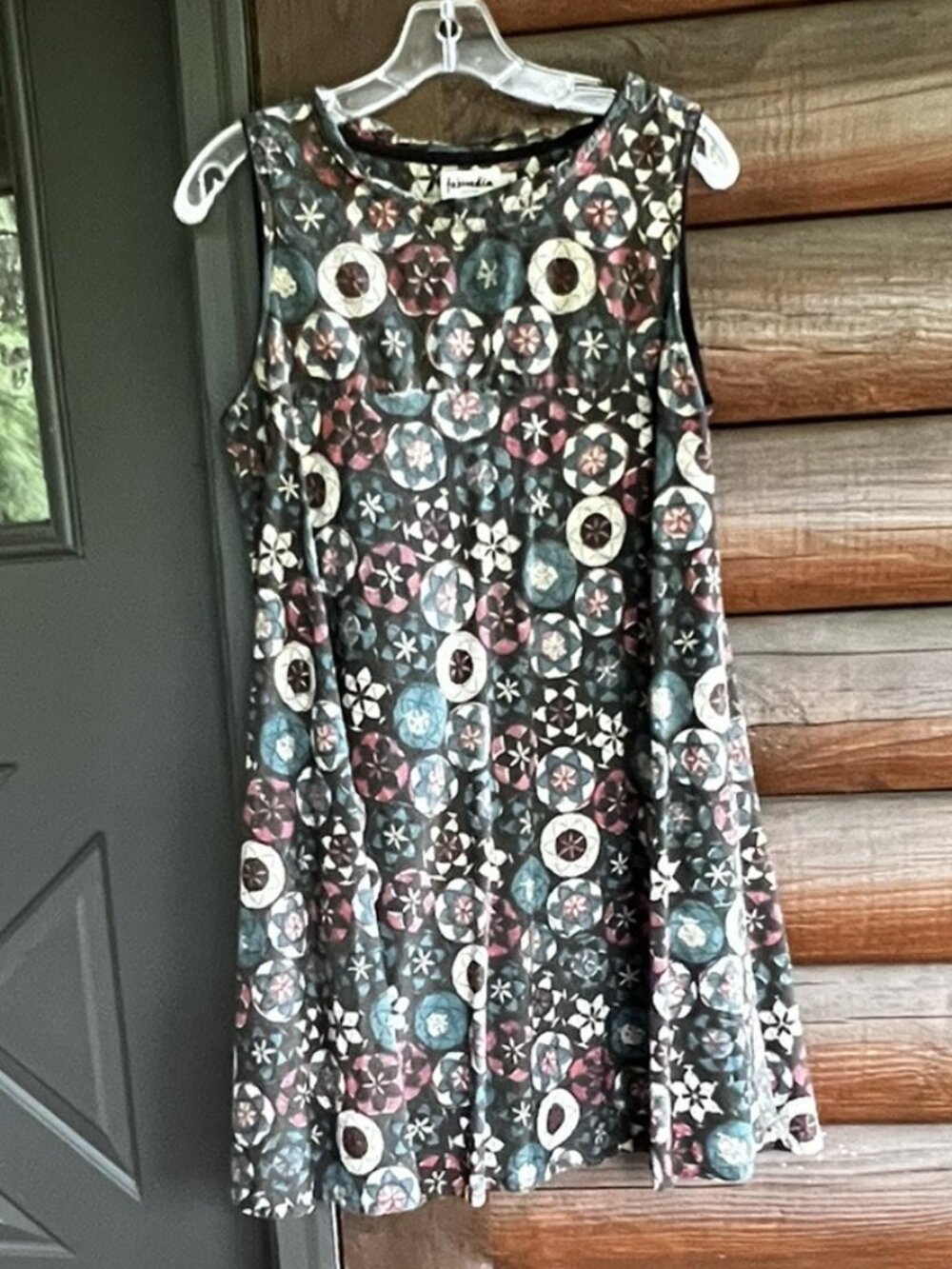 Fabindia Cotton Lightweight Sleeveless Swing Tunic Dress, Made in India, Size L